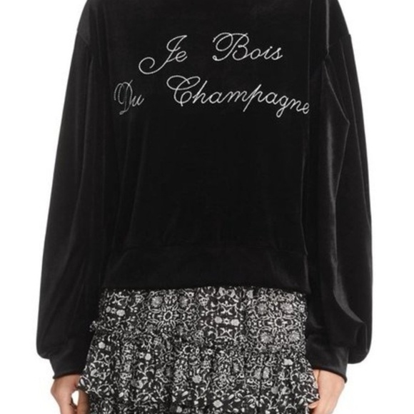 MISA Los Angeles Black Velvet Sweatshirt. Sz XS. NWT.
